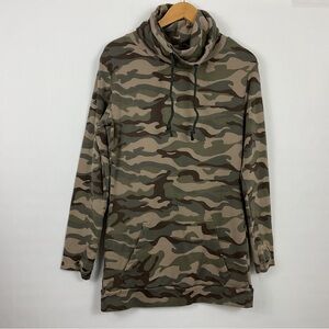 Chelsea‎ DeBoer By Lily & Lottie Camo Cowl Neck Tunic Top Size Large